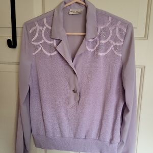 Lavender Phillippe Marques Beaded Sweater Blouse